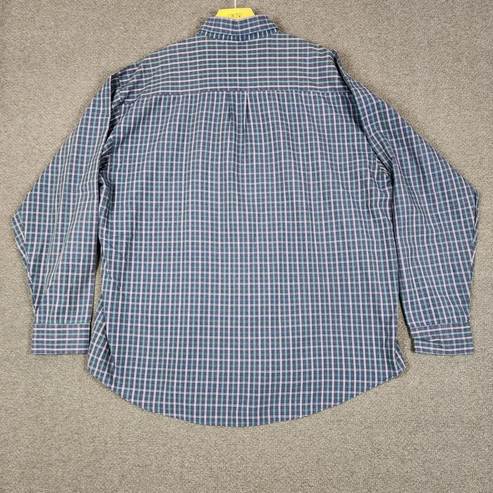 Polo Ralph Lauren Mens XXL Button Down Shirt Blue Green Plaid Long Sleeve Cotton
